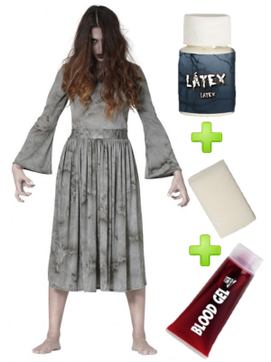 Disfraz de Niña del Pozo con set de caracterizacion - Packs Disfraces Halloween Adulto
