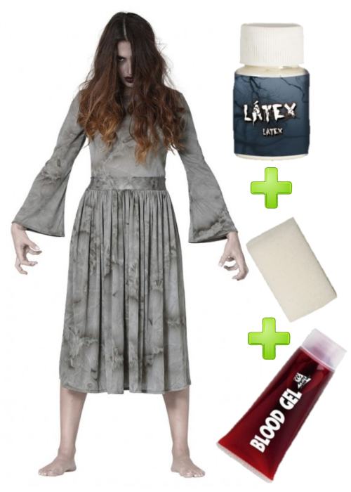 Disfraz de Niña del Pozo con set de caracterizacion - Packs Disfraces Halloween Adulto