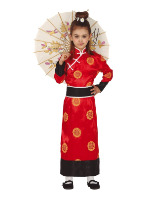 Disfraz de Geisha Roja Infantil - Disfraces de Chinos, Orientales, Ninjas y Geishas