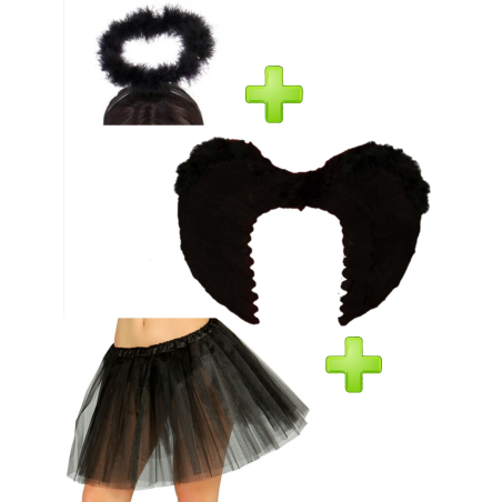 Set de Angel negro adulto - Packs Disfraces Halloween Adulto