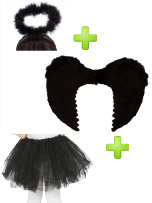 Set de Angel negro infantil - Packs Disfraces Halloween Infantiles
