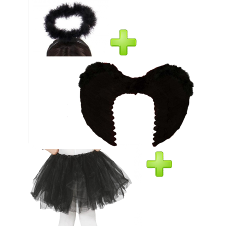 Set de Angel negro infantil - Packs Disfraces Halloween Infantiles