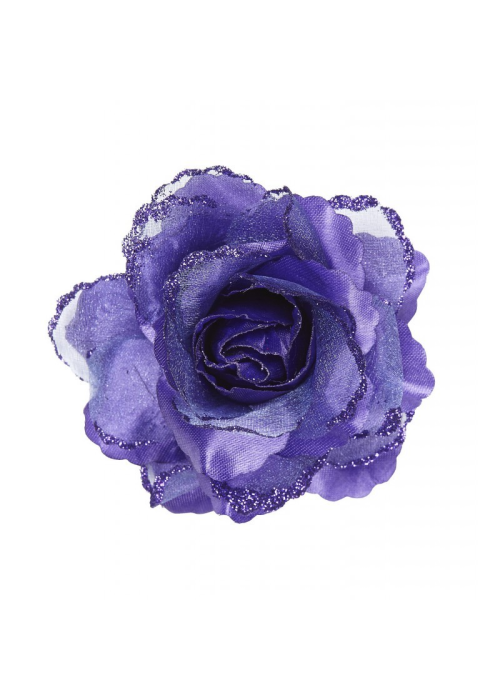 Flor con Pinza y Purpurina Morado - Flores y Peinetas de Flamenca