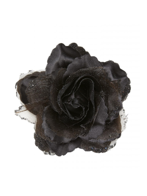 Flor con Pinza y Purpurina Negra - Flores y Peinetas de Flamenca
