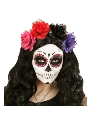 Flor con Clip e Brillo Negro