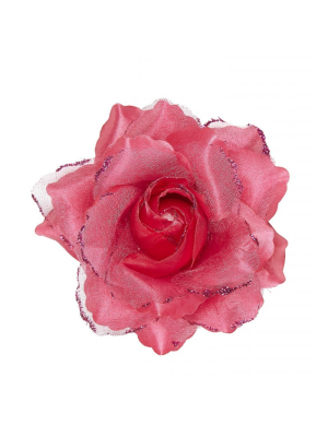 Flor Clip de Rosa i Purpurina