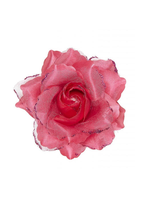 Flor Clip de Rosa i Purpurina