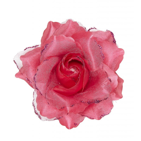 Flor con Pinza y Purpurina Rosa - Flores y Peinetas de Flamenca