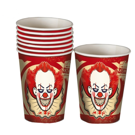 Vasos Payaso 8 unid 10cms - Decoracion Halloween