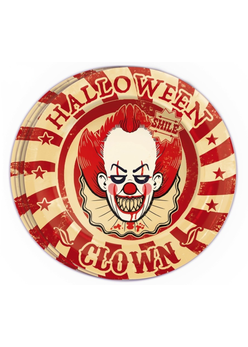 Platos Payaso 8 unid 23cms - Decoracion Halloween