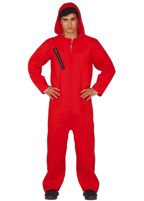 Disfraz de Convicto con Capucha Rojo - Disfraces de El Juego del Calamar Adulto