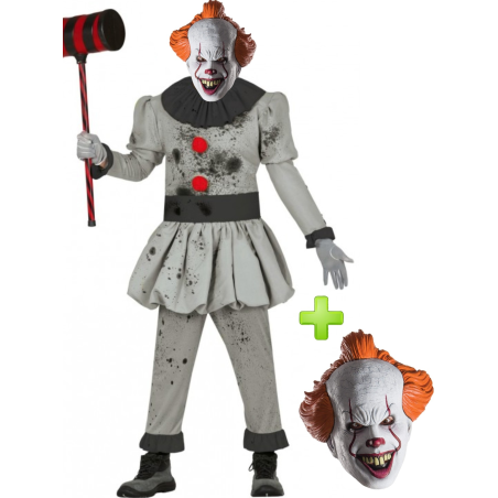 Disfraz de Payaso Malo con mascara de Pennywise - Packs Disfraces Halloween Adulto