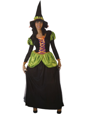 Disfraz de Bruja Verde Largo - Disfraces de Brujas y Hechiceros para Mujer