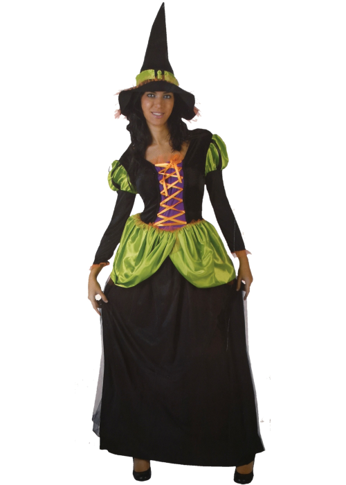 Disfraz de Bruja Verde Largo - Disfraces de Brujas y Hechiceros para Mujer