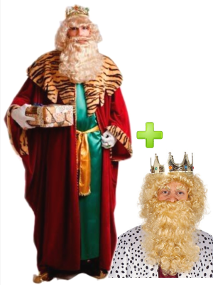 Rey Mago Gaspar amb la corona, perruca i barba