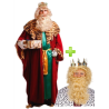 Disfraz de Rey Mago Gaspar con corona, peluca y barba - Packs Navideños