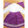 Conjunto Casera Blanco y Morado Delantal Flores - Trajes Neska - Baserritarra Niña