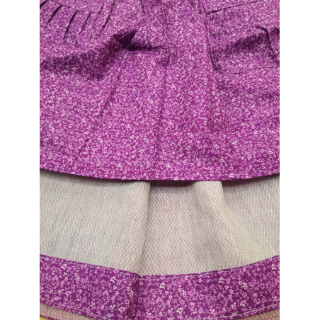 Conjunto Casera Blanco y Morado Delantal Flores - Trajes Neska - Baserritarra Niña