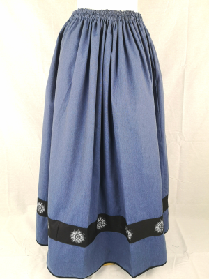 Falda Casera Azul Bies Negro Eguzkilore - Faldas Regionales, Enaguas y Pololos