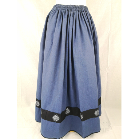 Falda Casera Azul Bies Negro Eguzkilore - Faldas Regionales, Enaguas y Pololos