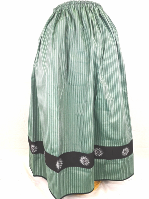 Falda Casera Rayas Verde Bies Negro Eguzkilore - Faldas Regionales, Enaguas y Pololos