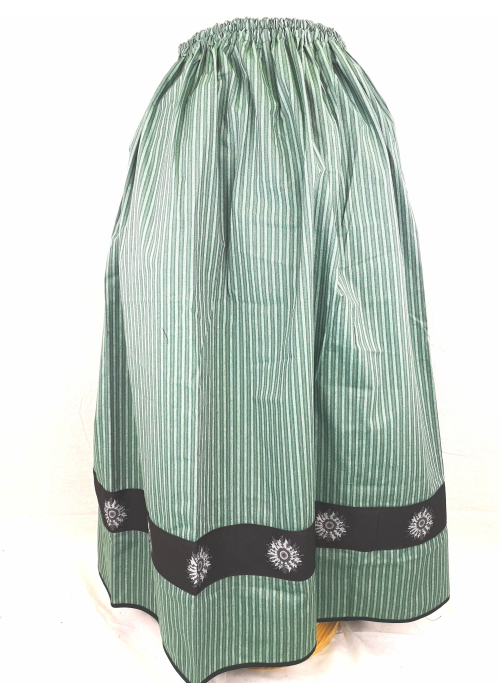 Falda Casera Rayas Verde Bies Negro Eguzkilore - Faldas Regionales, Enaguas y Pololos
