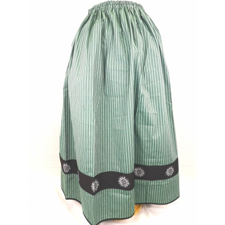 Falda Casera Rayas Verde Bies Negro Eguzkilore - Faldas Regionales, Enaguas y Pololos