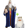 Disfraz de Rey Mago Melchor con corona, peluca y barba - Packs Navideños