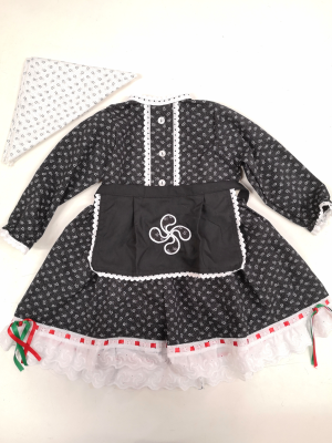 Conjunto Flores Negro Bebe - Trajes Vascos Bebe