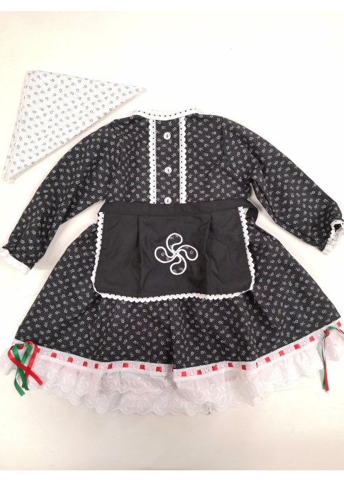 Conjunto Flores Negro Bebe - Trajes Vascos Bebe