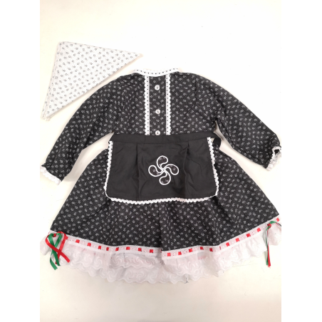 Conjunto Flores Negro Bebe - Trajes Vascos Bebe
