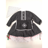 Conjunto Flores Negro Bebe - Trajes Vascos Bebe
