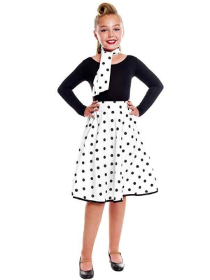 Zuri Gona Polka Dot Beltza Seme-Alabak