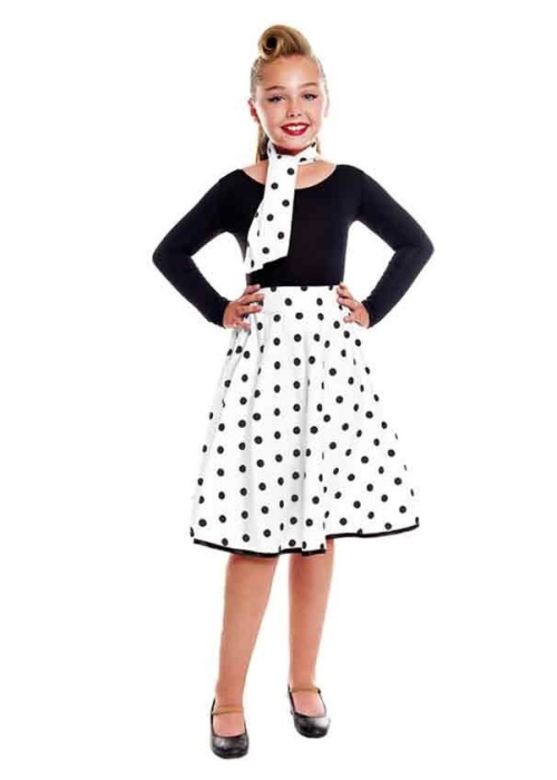Zuri Gona Polka Dot Beltza Seme-Alabak
