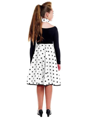 Zuri Gona Polka Dot Beltza Seme-Alabak
