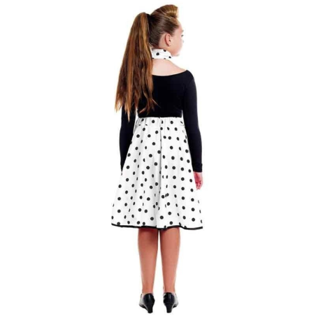 Falda Blanca Lunares Negros Infantil - Años 50-60 (Grease)