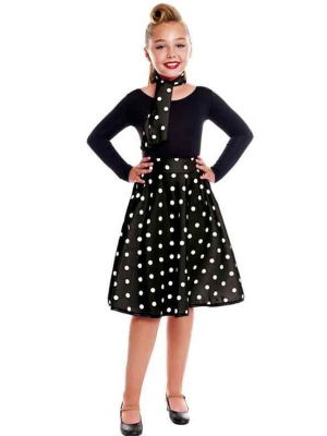 Falda Negra Lunares Blancos Infantil - Años 50-60 (Grease)