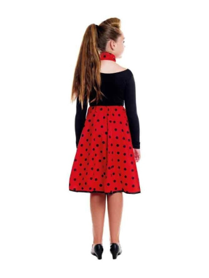 Falda Roja Lunares Negros Infantil - Años 50-60 (Grease)