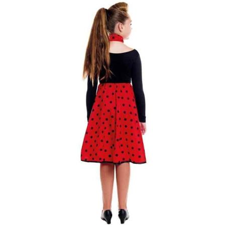 Falda Roja Lunares Negros Infantil - Años 50-60 (Grease)