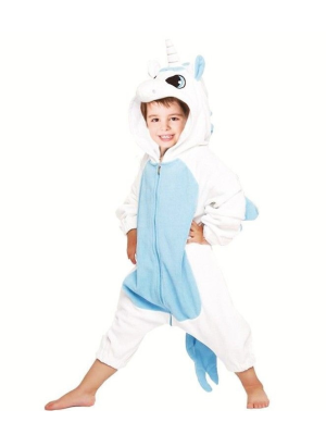 Costume de Licorne en Peluche Bleu Enfants