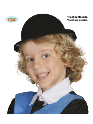 Bombin Flocado Negro Infantil - Sombreros