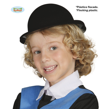 Bombin Flocado Negro Infantil - Sombreros