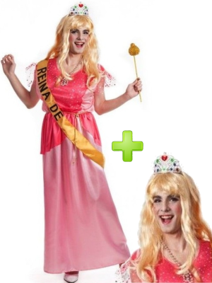 Disfraz de Princesa Hombre con peluca - Disfraces Despedida Soltero