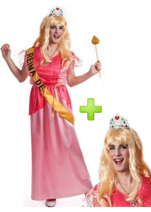 Disfraz de Princesa Hombre con peluca - Disfraces Despedida Soltero