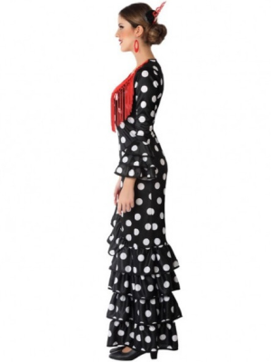 Disfraz de Sevillana Negra con Lunar Blanco - Disfraces de Faralaes y Toreros