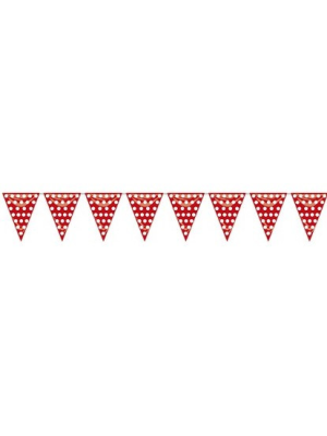 Comprar Banderines Triangulares Rojo con Lunar Blanco 5m - Guirnaldas