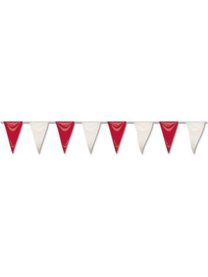 Banderines Triangulares rojo y blanco 50m - Guirnaldas