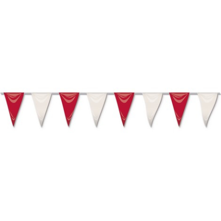 Banderines Triangulares rojo y blanco 50m - Guirnaldas