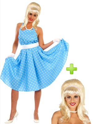Vestit 50 blau perruca