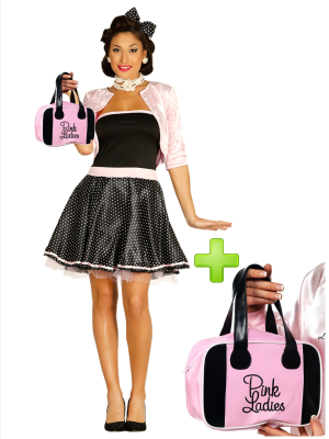 Vestit 50 de color rosa amb la bossa
